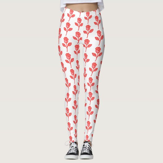 Hübsche rosa Rosen trendige Leggings (Vorderseite)