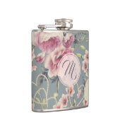 Hübsche rosa Rosen und Perlen-Herz-Monogramm Flachmann (Rechts)