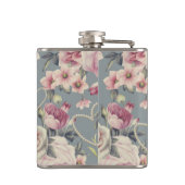 Hübsche rosa Rosen und Perlen-Herz-Monogramm Flachmann (Rückseite)