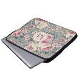 Hübsche rosa Rosen und Perlen-Herzen Monogramm Laptopschutzhülle (Vorne Knopf)