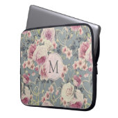 Hübsche rosa Rosen und Perlen-Herzen Monogramm Laptopschutzhülle (Vorderseite Links)