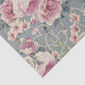 Hübsche rosa Rosen und Perlen-Herzen Seidenpapier (Ausschnitt)