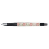 Hübsche rosa Rosen und Punkte Monogramm Kugelschreiber (Vorderseite)