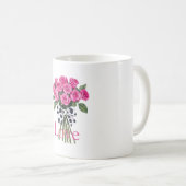 Hübsche rosa Rosen Western-Kuh-Druck-Bogen Kaffeetasse (VorderseiteRechts)