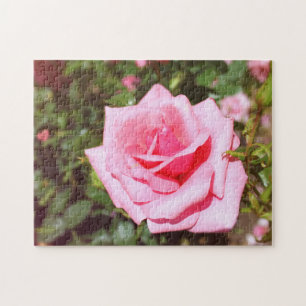hübsche rosa Rosenblume mit süßen Herzen Puzzle