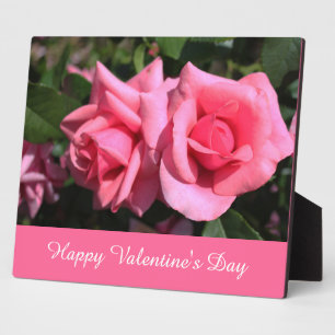 hübsche rosa Rosenblumen glückliches Valentinstag Fotoplatte