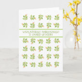 Hübsche rosa Rosenknospe Polnische Sprache Geburts Karte (Gelbe Blume)