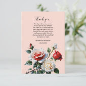 Hübsche Rosa-rote Rosen Blumenhochzeit Dankeskarte (Stehend Vorderseite)