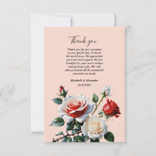 Hübsche Rosa-rote Rosen Blumenhochzeit Dankeskarte