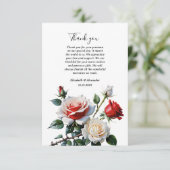 Hübsche Rosa-rote Rosen Blumenhochzeit Dankeskarte (Stehend Vorderseite)