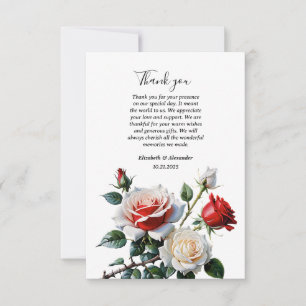 Hübsche Rosa-rote Rosen Blumenhochzeit Dankeskarte