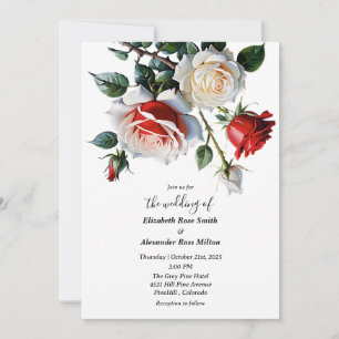Hübsche Rosa rote Rosen Blumenhochzeit Einladung