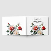 Hübsche Rosa-rote Rosen Blumenhochzeit Gästebuch (Voll)