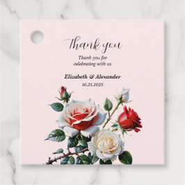 Hübsche Rosa-rote Rosen Blumenhochzeit Geschenkanhänger