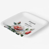 Hübsche Rosa-rote Rosen Blumenhochzeit Pappteller (Gewinkelt)