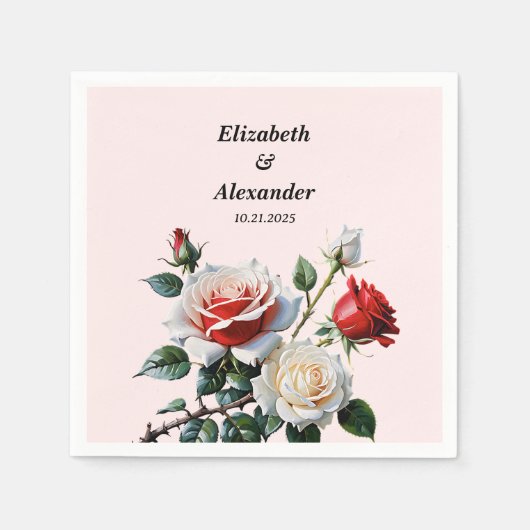 Hübsche Rosa-rote Rosen Blumenhochzeit Serviette (Vorderseite)