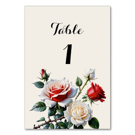 Hübsche Rosa-rote Rosen Blumenhochzeit Tischnummer (Vorderseite)