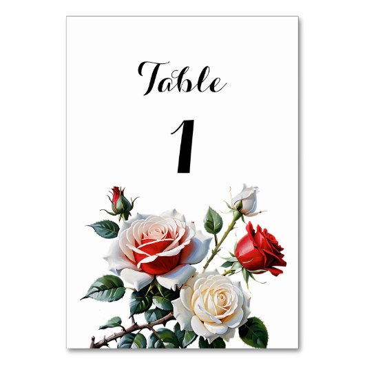 Hübsche Rosa-rote Rosen Blumenhochzeit Tischnummer (Vorderseite)