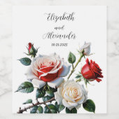 Hübsche Rosa-rote Rosen Blumenhochzeit Weinetikett (Einzelnes Label)