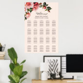 Hübsche rosa rote Rosen Hochzeitskarte Poster (Heimbüro)