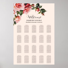 Hübsche rosa rote Rosen Hochzeitskarte Poster