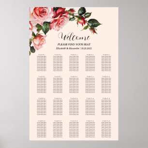 Hübsche rosa rote Rosen Hochzeitskarte Poster