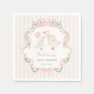 Hübsche rosa Schleife Alberne Gans Mädchen Baby Sh Serviette