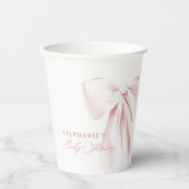 Hübsche rosa Schleife Baby Shower Pappbecher (Vorderseite)