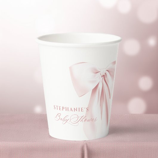 Hübsche rosa Schleife Baby Shower Pappbecher