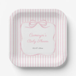 Hübsche rosa Schleifen-Babyparty für Mädchen Pappteller