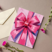 Hübsche rosa Schleifenband Wasserfarbe Postkarte