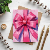 Hübsche rosa Schleifenband Wasserfarbe Postkarte
