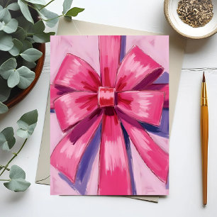 Hübsche rosa Schleifenband Wasserfarbe Postkarte