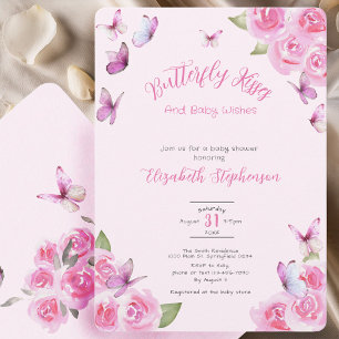 Hübsche rosa Schmetterling-Baby-Party-Einladung Einladung