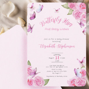 Hübsche rosa Schmetterling Baby Shower Einladung