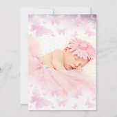 Hübsche Rosa Schmetterling Cross Foto Taufe 2 Einladung (Rückseite)