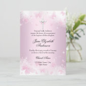 Hübsche Rosa Schmetterling und Kreuztaufe laden Einladung (Stehend Vorderseite)