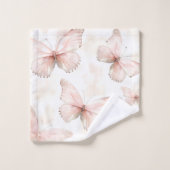 Hübsche rosa Schmetterlinge   Badhandtuch Set (Waschlappen)