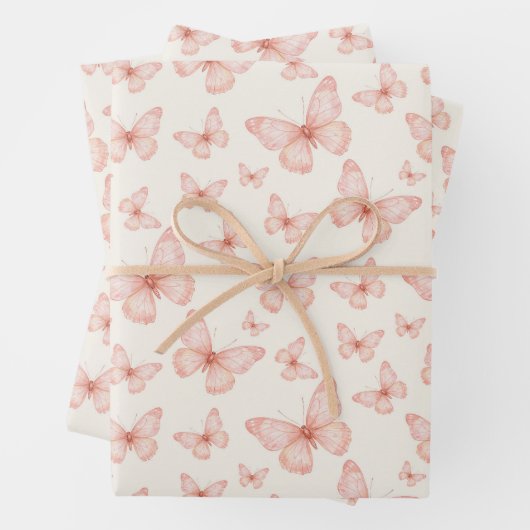 Hübsche rosa Schmetterlinge Geschenkpapier Set (Beispiel)
