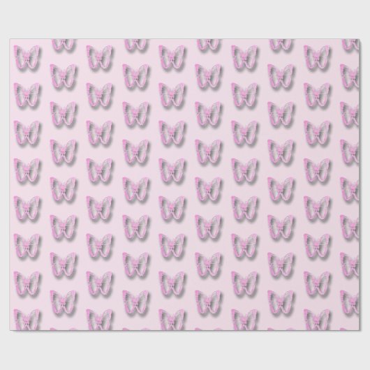 Hübsche Rosa Schmetterlinge Geschenkwrap Geschenkpapier (Flach)