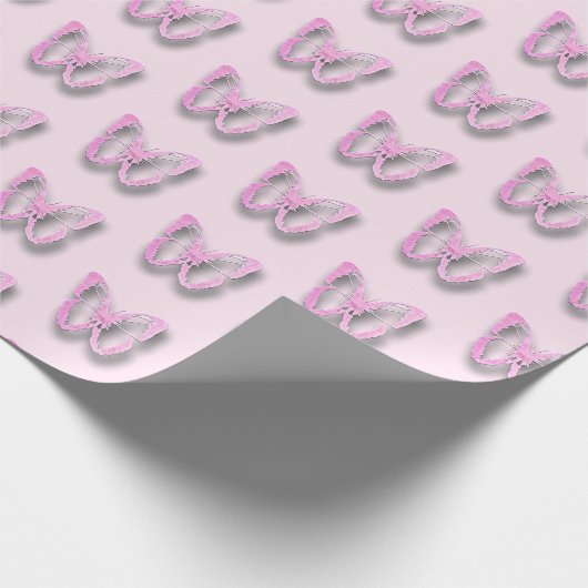 Hübsche Rosa Schmetterlinge Geschenkwrap Geschenkpapier (Ecke)