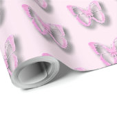 Hübsche Rosa Schmetterlinge Geschenkwrap Geschenkpapier (Rolleneckpunkt)
