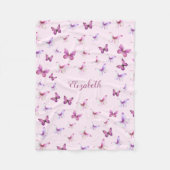 Hübsche Rosa Schmetterlinge Individuelle Name Girl Fleecedecke (Vorderseite)