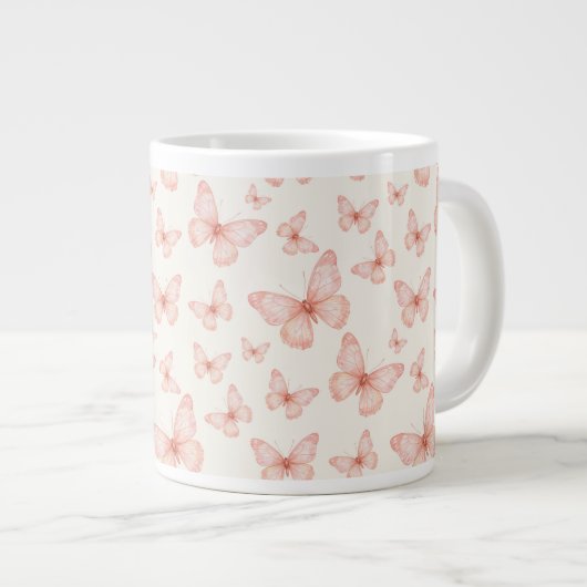 Hübsche rosa Schmetterlinge Jumbo-Tasse (Vorderseite Rechts)