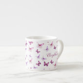 Hübsche rosa Schmetterlinge mit individuellem Name Espressotasse (Vorderseite Rechts)