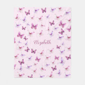 Hübsche rosa Schmetterlinge mit individuellem Name Fleecedecke (Vorderseite)