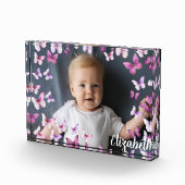 Hübsche rosa Schmetterlinge mit individuellem Name Fotoblock (Rechts)