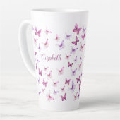 Hübsche rosa Schmetterlinge mit individuellem Name Milchtasse (Linke Ecke)