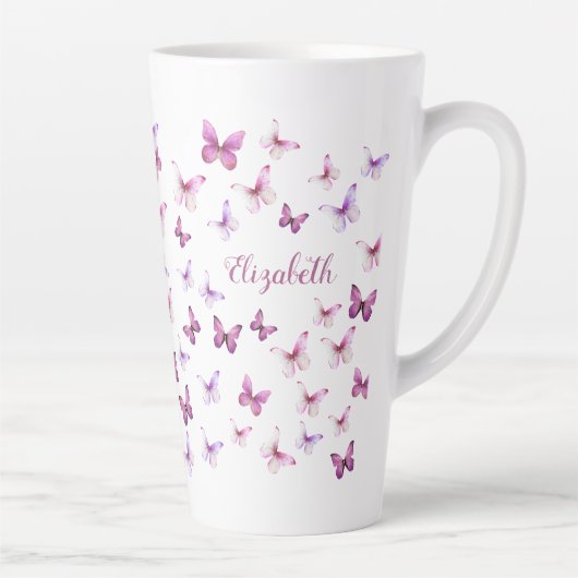Hübsche rosa Schmetterlinge mit individuellem Name Milchtasse (Rechts)