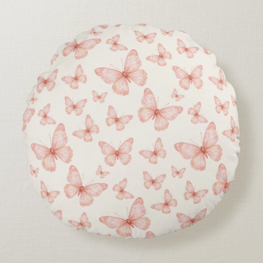 Hübsche rosa Schmetterlinge Rundes Kissen (Vorderseite)